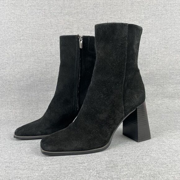 Sam Edelman Ivette Boots Women 9.5 Black Suede Square‎ Toe 90s Mid Calf 90s Y2K - Picture 2 of 16